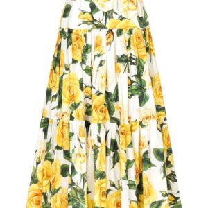 Dolce & Gabbana  rose-print cotton maxi skirt