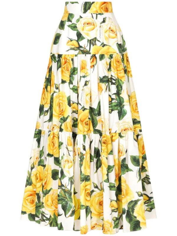 Dolce & Gabbana  rose-print cotton maxi skirt