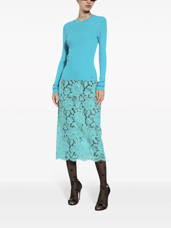 Dolce & Gabbana  floral-lace high-waisted midi skirt - Image 3