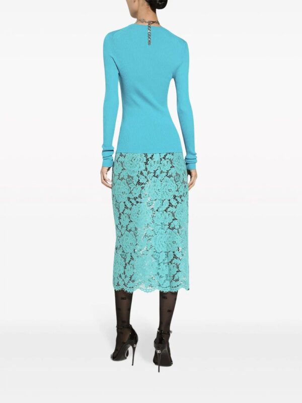 Dolce & Gabbana  floral-lace high-waisted midi skirt - Image 4