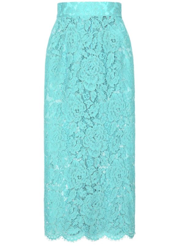Dolce & Gabbana  floral-lace high-waisted midi skirt