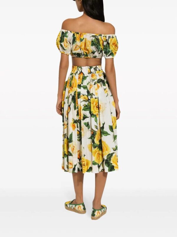 Dolce & Gabbana  rose-print cotton midi skirt - Image 4