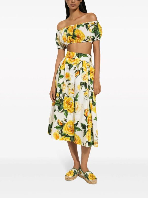 Dolce & Gabbana  rose-print cotton midi skirt - Image 3