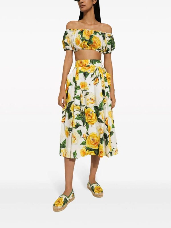 Dolce & Gabbana  rose-print cotton midi skirt - Image 2