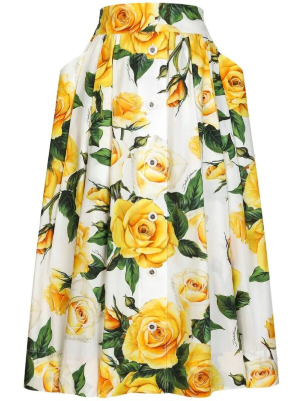 Dolce & Gabbana  rose-print cotton midi skirt