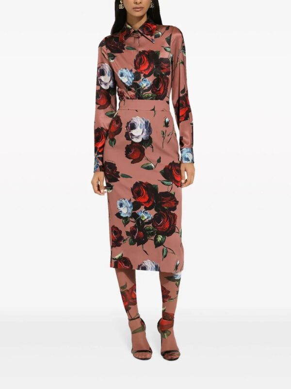 Dolce & Gabbana  rose-print pencil skirt - Image 3
