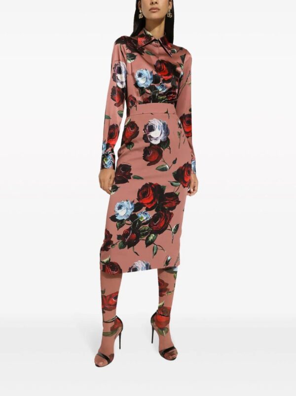 Dolce & Gabbana  rose-print pencil skirt - Image 2