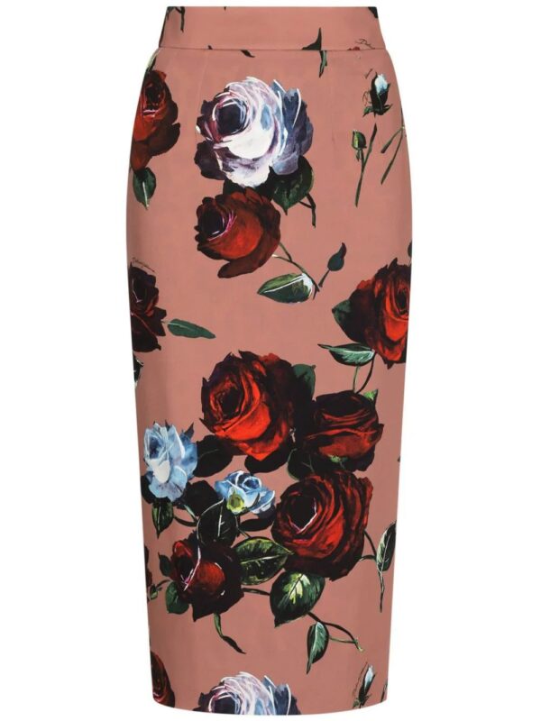 Dolce & Gabbana  rose-print pencil skirt