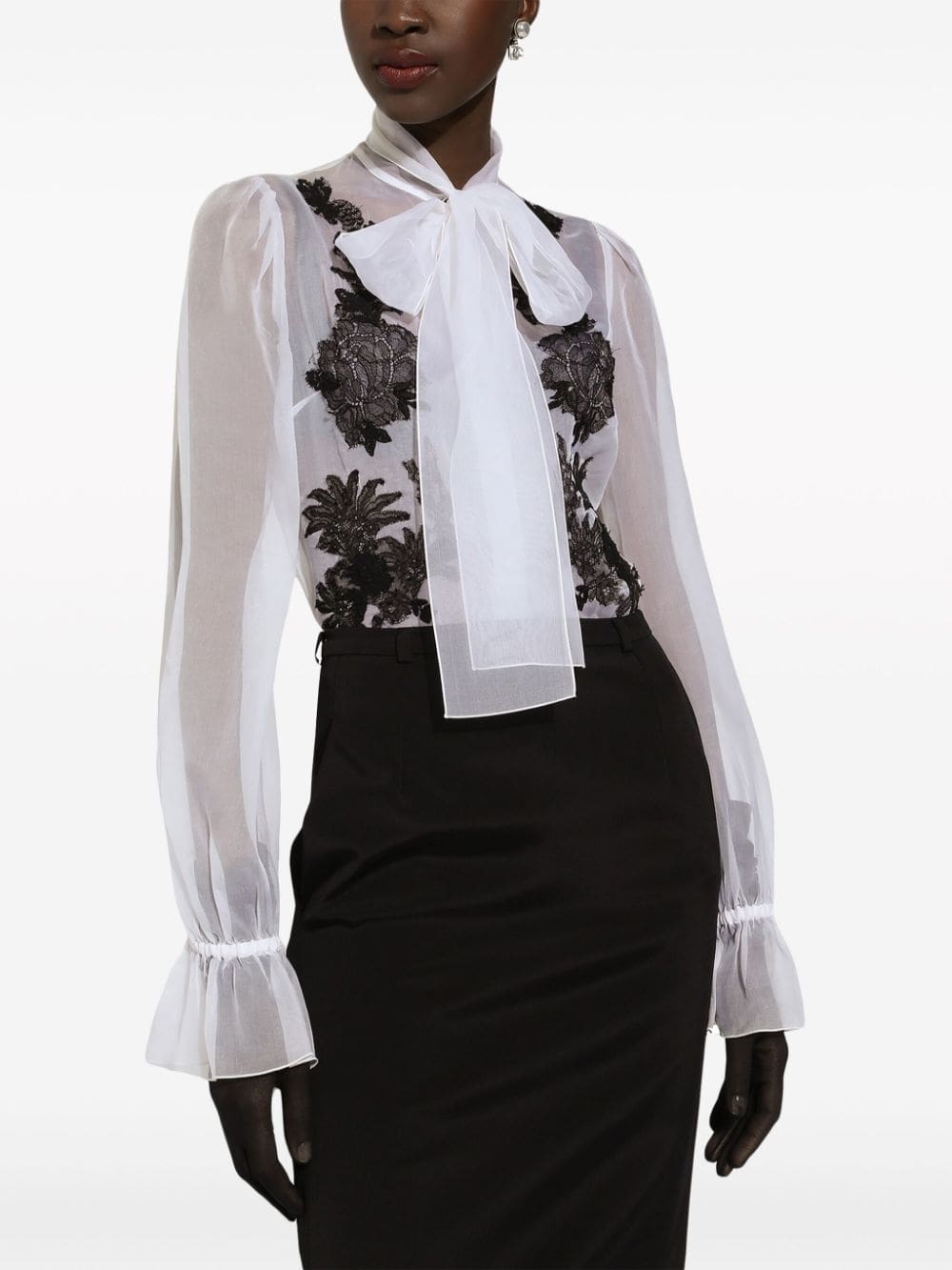 Dolce & Gabbana lace-appliqué silk-blend shirt - Image 5