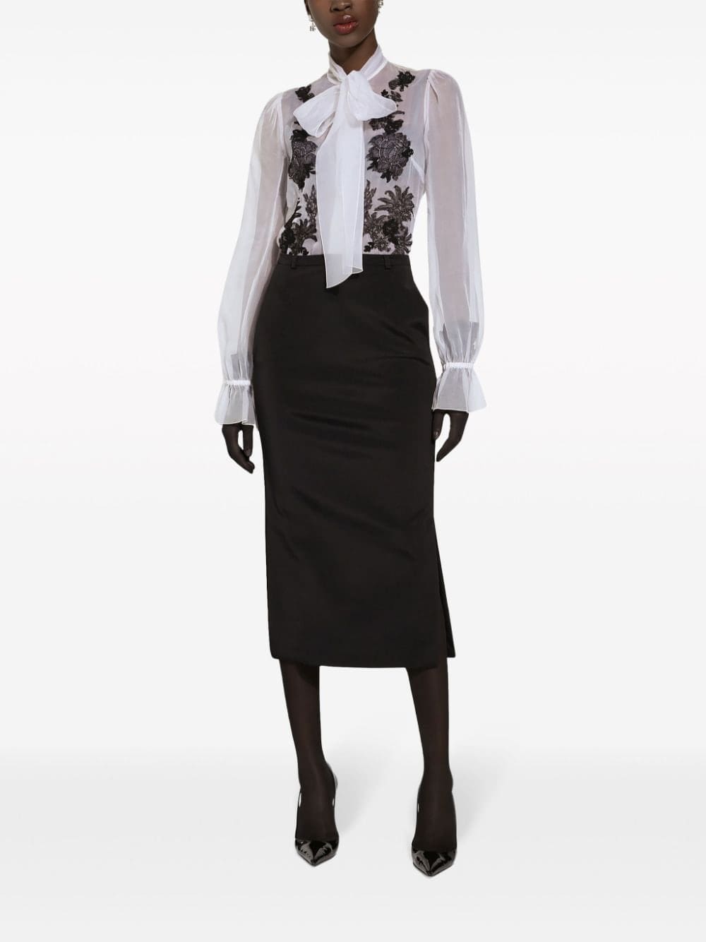 Dolce & Gabbana lace-appliqué silk-blend shirt - Image 3