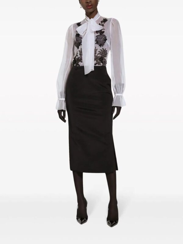 Dolce & Gabbana  lace-appliqué silk-blend shirt - Image 3