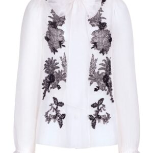 Dolce & Gabbana lace-appliqué silk-blend shirt