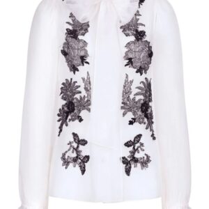 Dolce & Gabbana  lace-appliqué silk-blend shirt