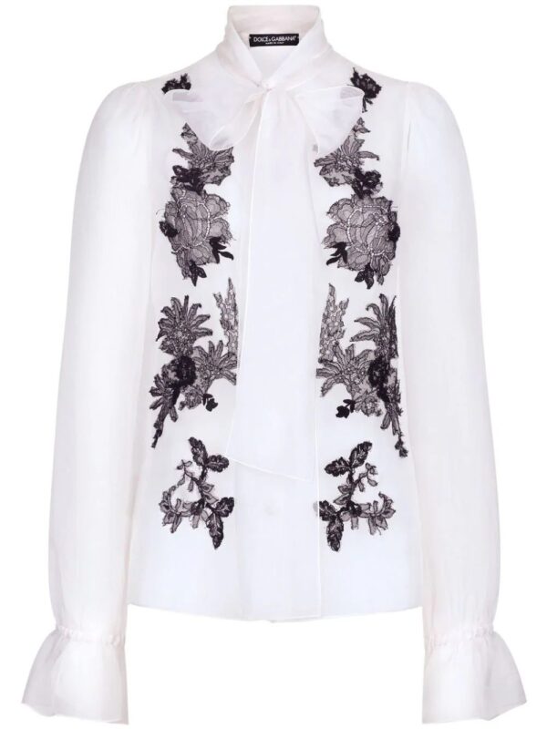 Dolce & Gabbana  lace-appliqué silk-blend shirt