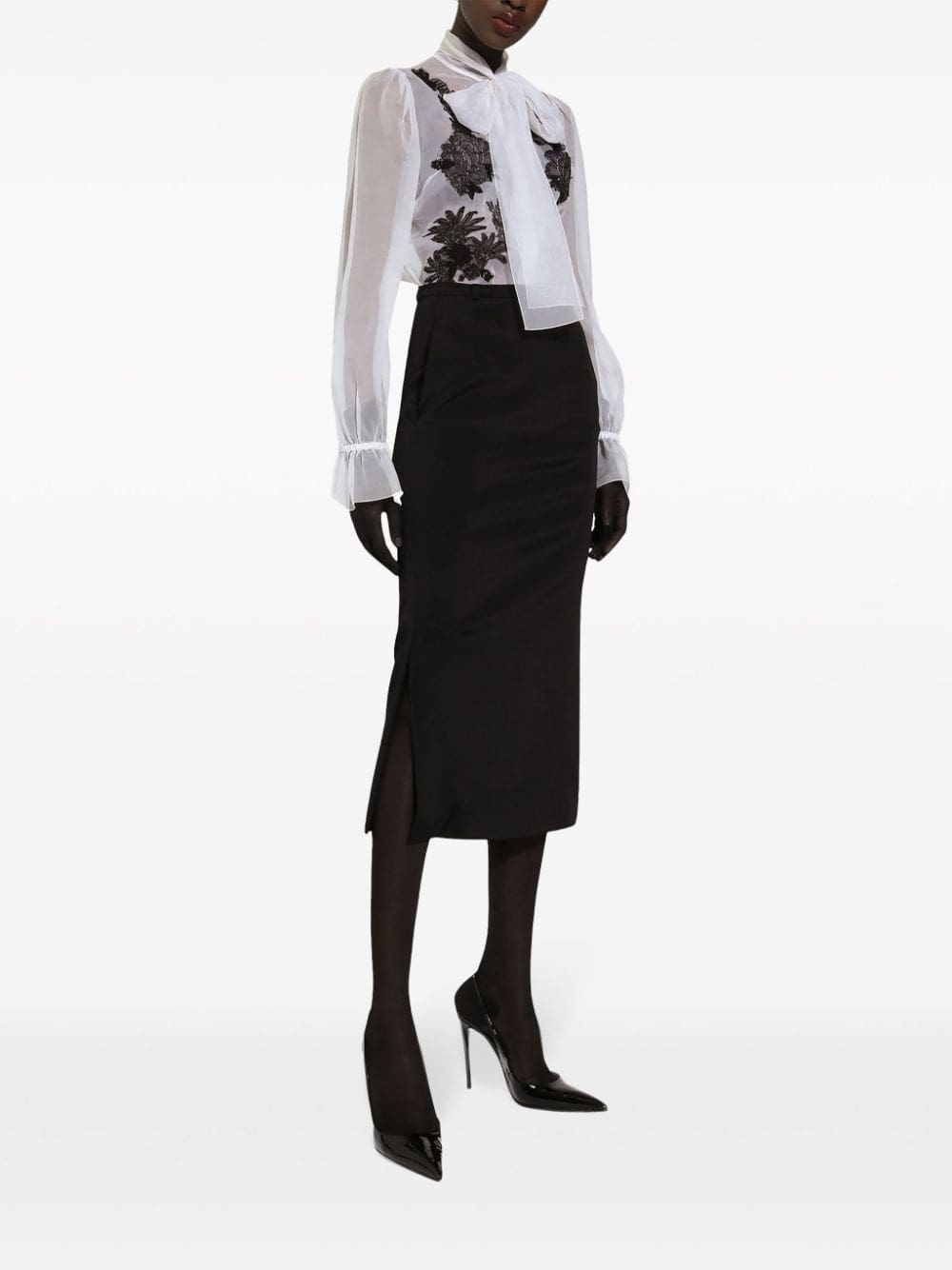 Dolce & Gabbana lace-appliqué silk-blend shirt - Image 2