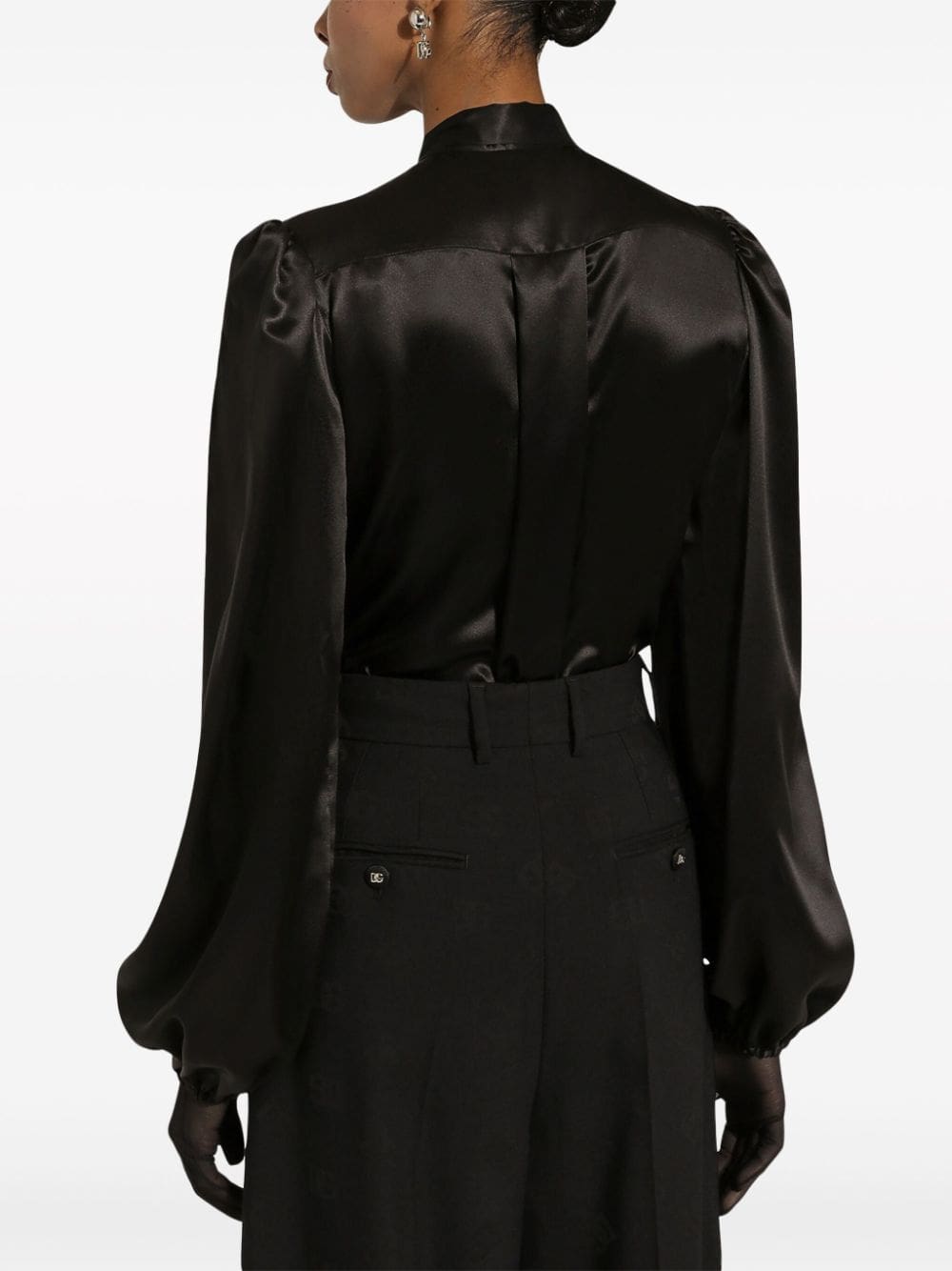 Dolce & Gabbana pussy-bow silk shirt - Image 4