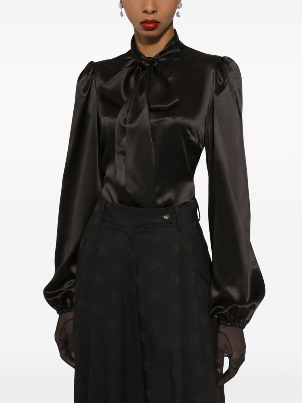 Dolce & Gabbana pussy-bow silk shirt - Image 3