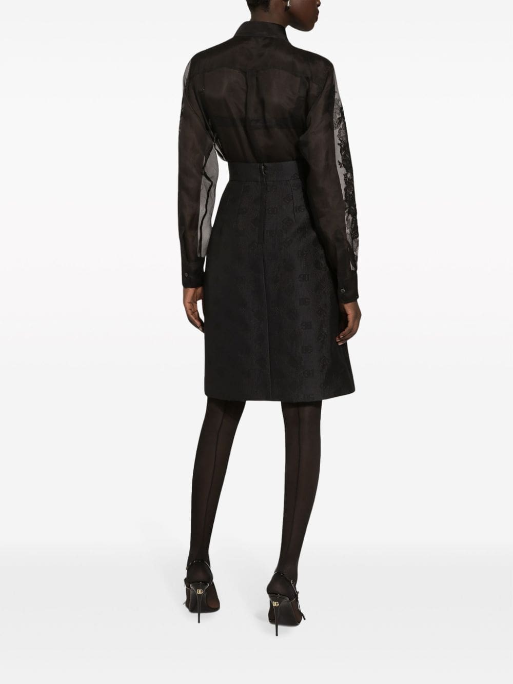 Dolce & Gabbana lace-appliqué silk-blend shirt - Image 4