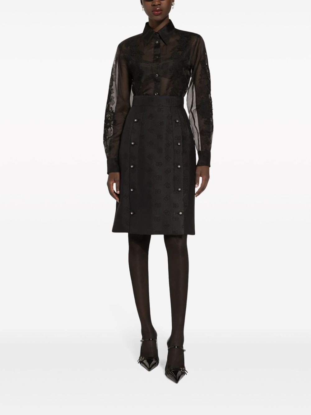 Dolce & Gabbana lace-appliqué silk-blend shirt - Image 3