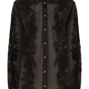 Dolce & Gabbana lace-appliqué silk-blend shirt