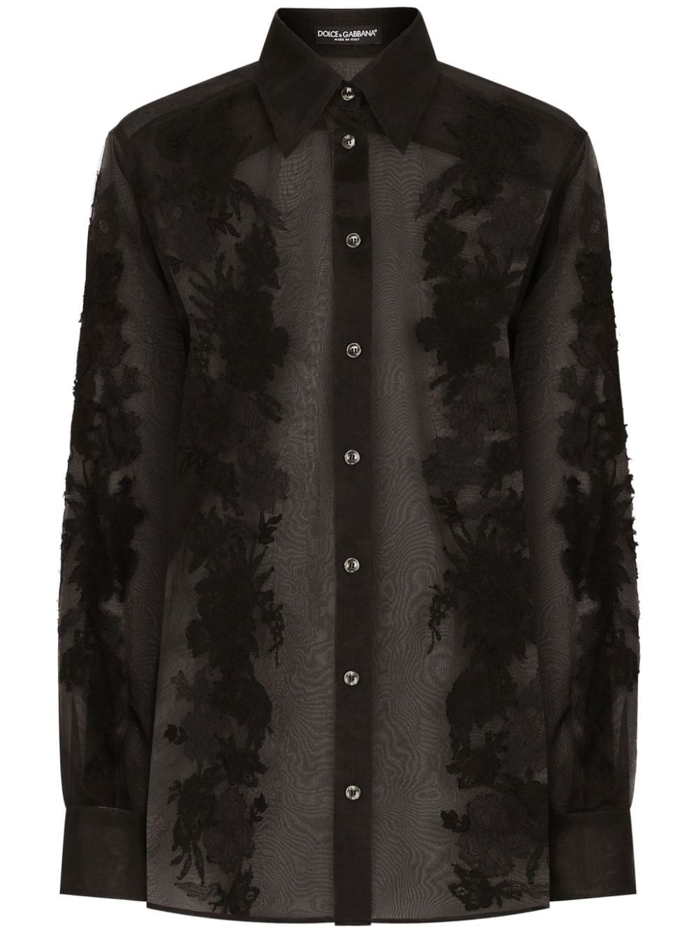Dolce & Gabbana lace-appliqué silk-blend shirt