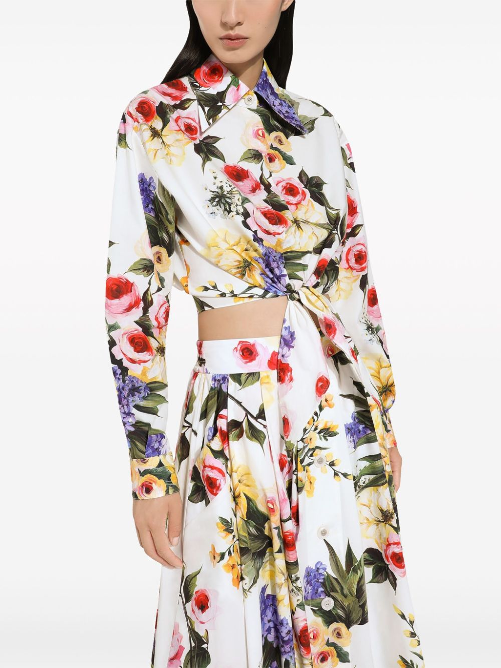 Dolce & Gabbana floral-print cotton cropped shirt - Image 5