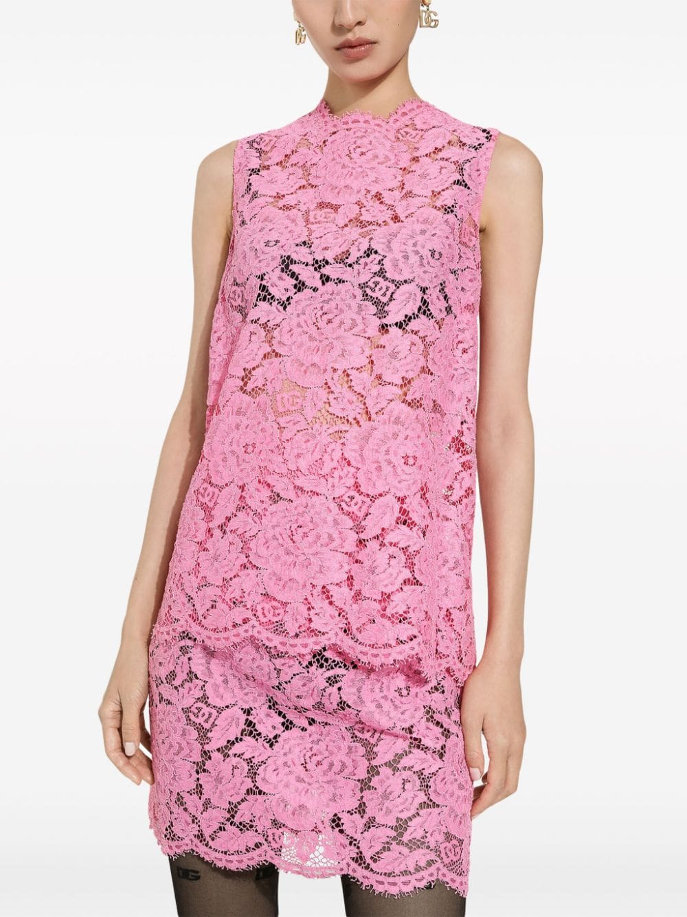 Dolce & Gabbana floral-lace scallop-collar tank top - Image 5