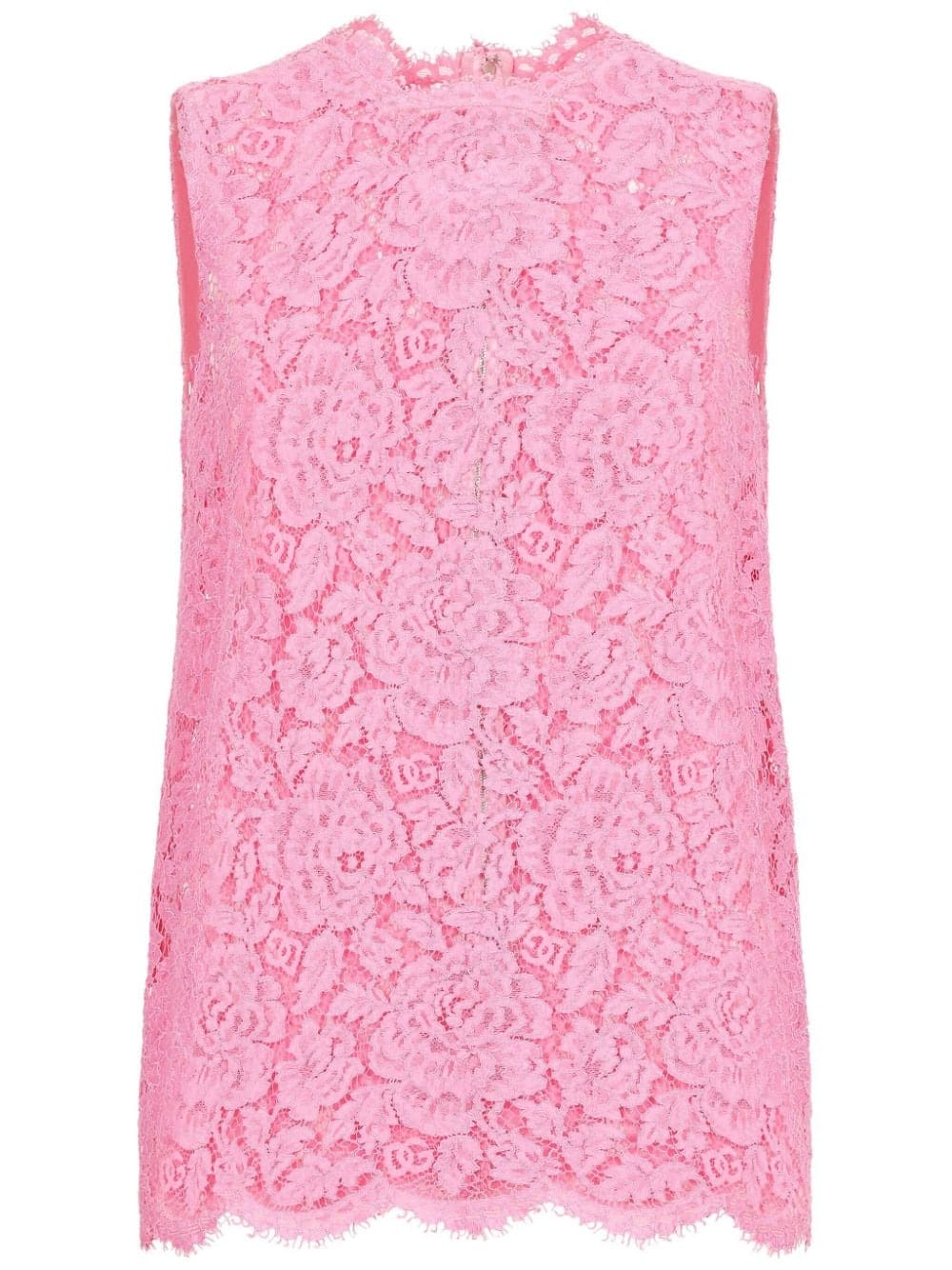 Dolce & Gabbana floral-lace scallop-collar tank top