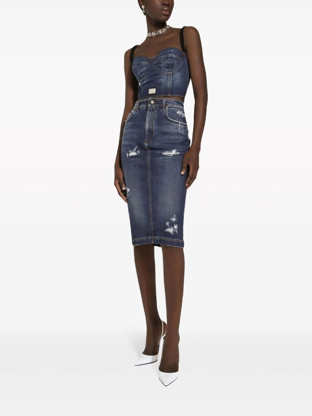 Dolce & Gabbana logo-plaque denim crop top - Image 2