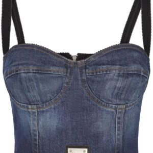 Dolce & Gabbana logo-plaque denim crop top