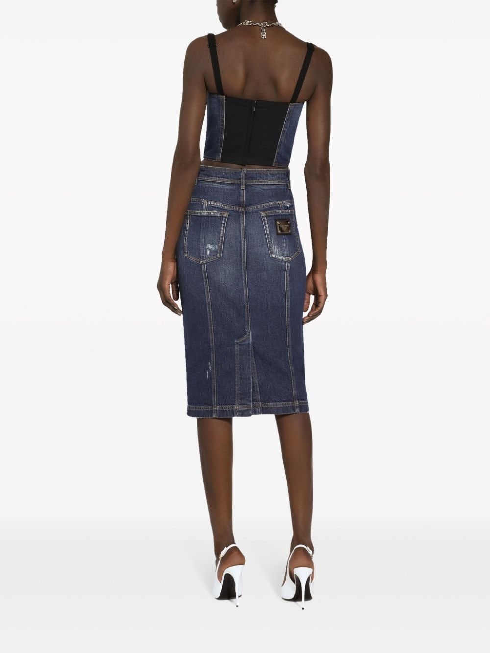 Dolce & Gabbana logo-plaque denim crop top - Image 4