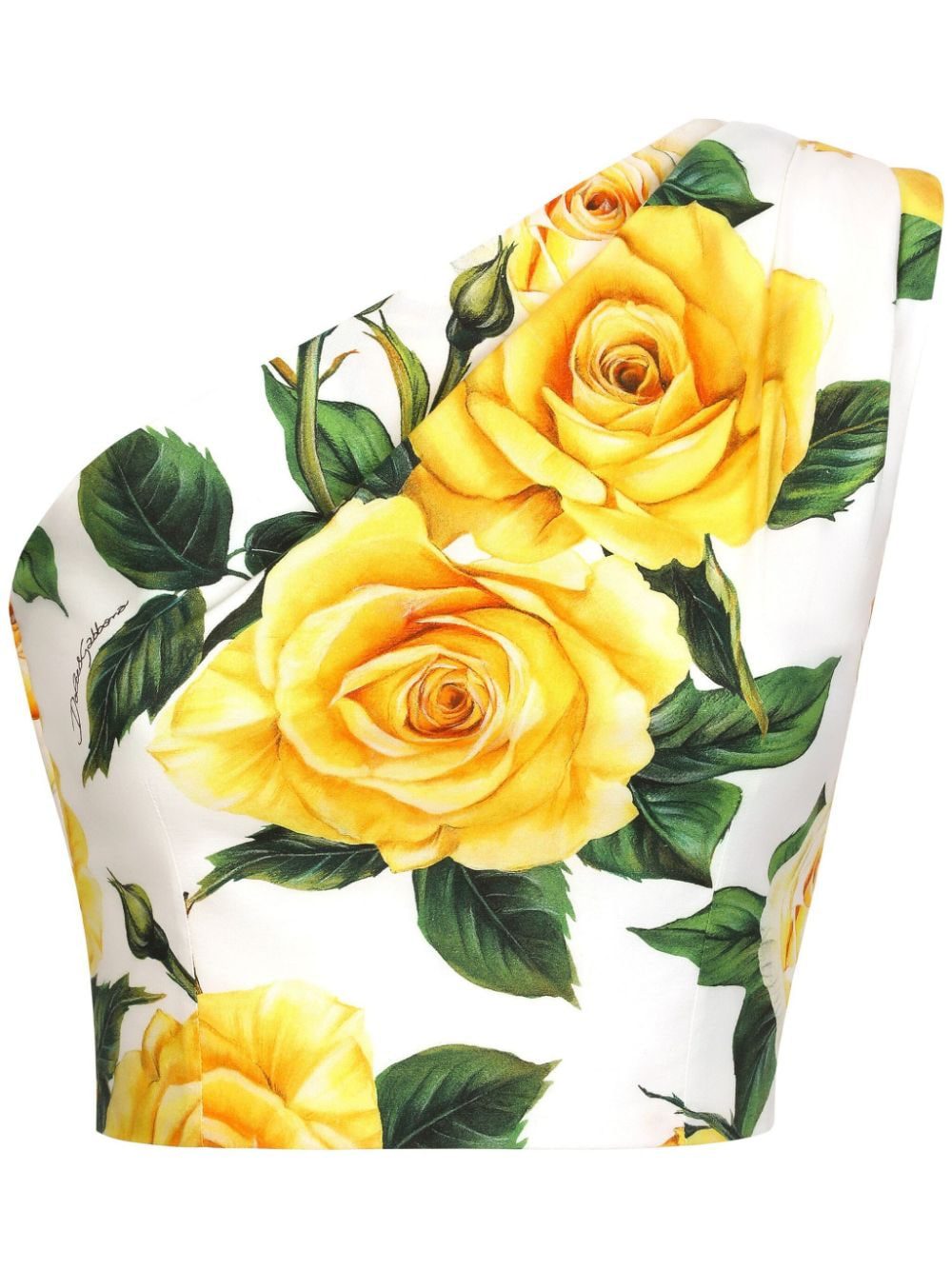 Dolce & Gabbana rose-print one-shoulder top