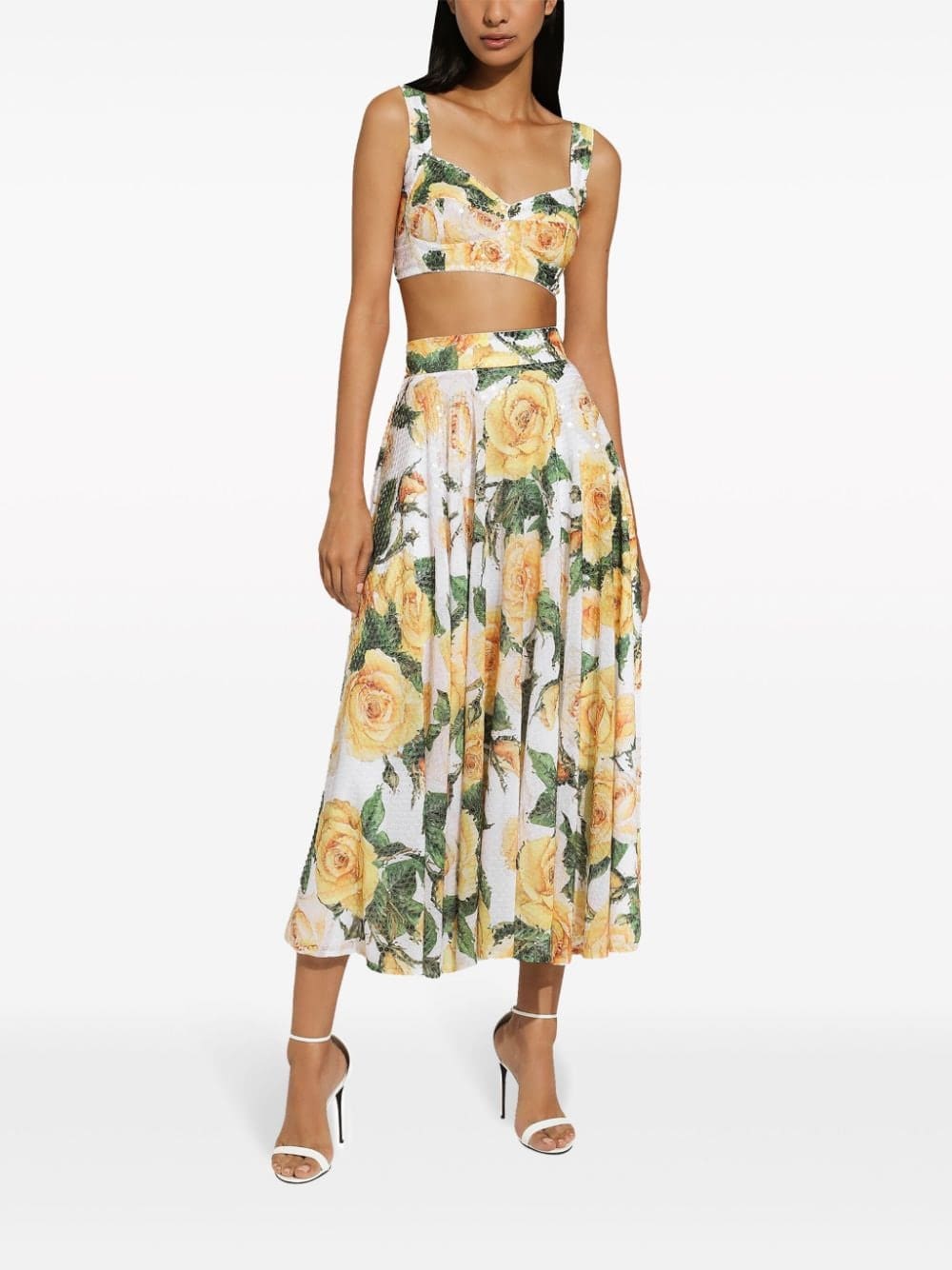 Dolce & Gabbana rose-print sequin-embellished corset top - Image 3