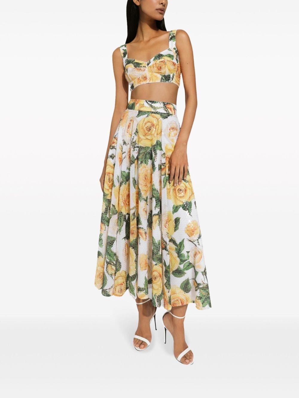 Dolce & Gabbana rose-print sequin-embellished corset top - Image 2