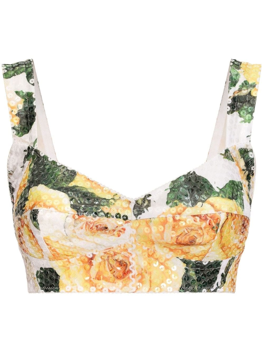 Dolce & Gabbana rose-print sequin-embellished corset top