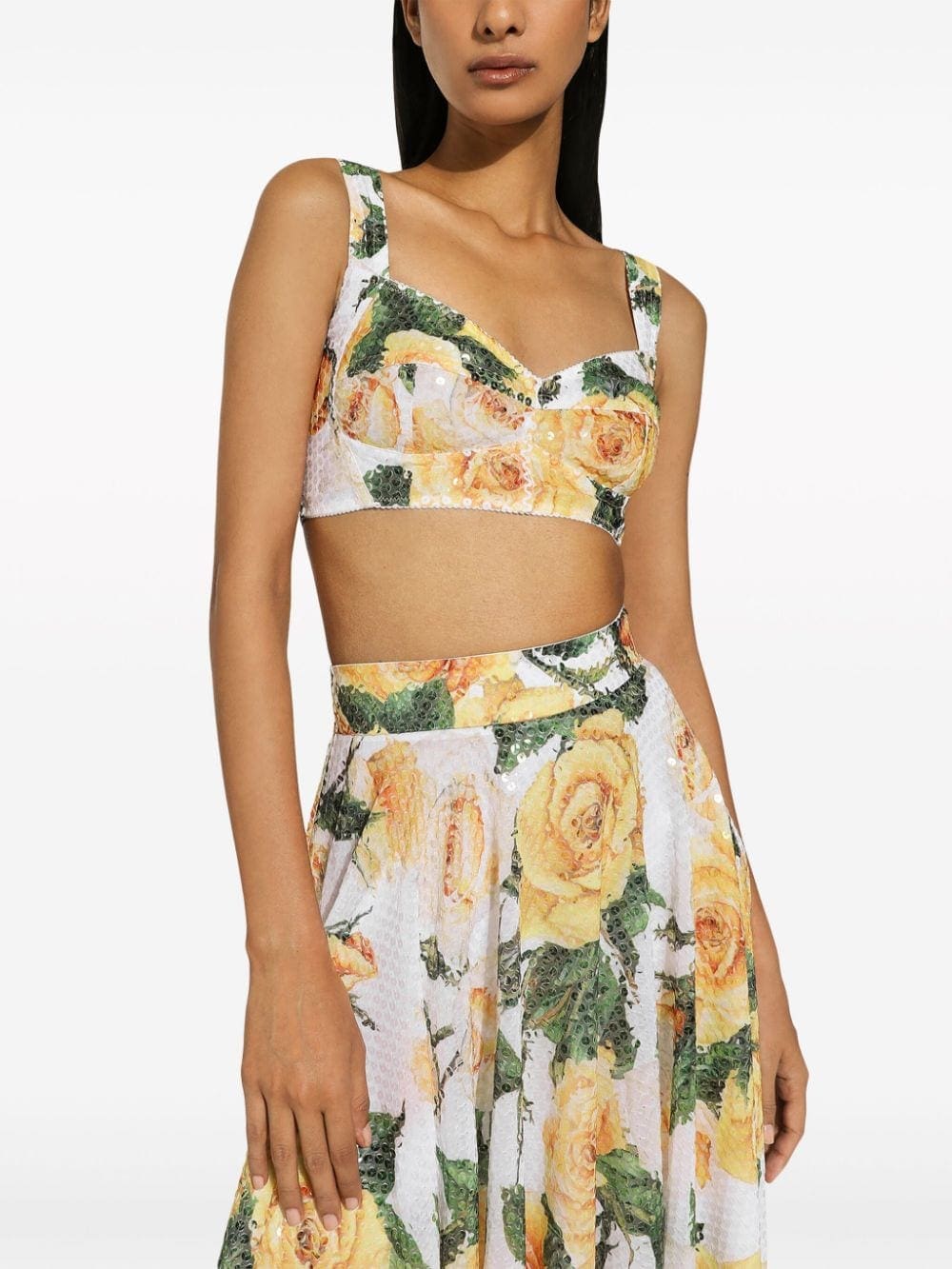 Dolce & Gabbana rose-print sequin-embellished corset top - Image 5