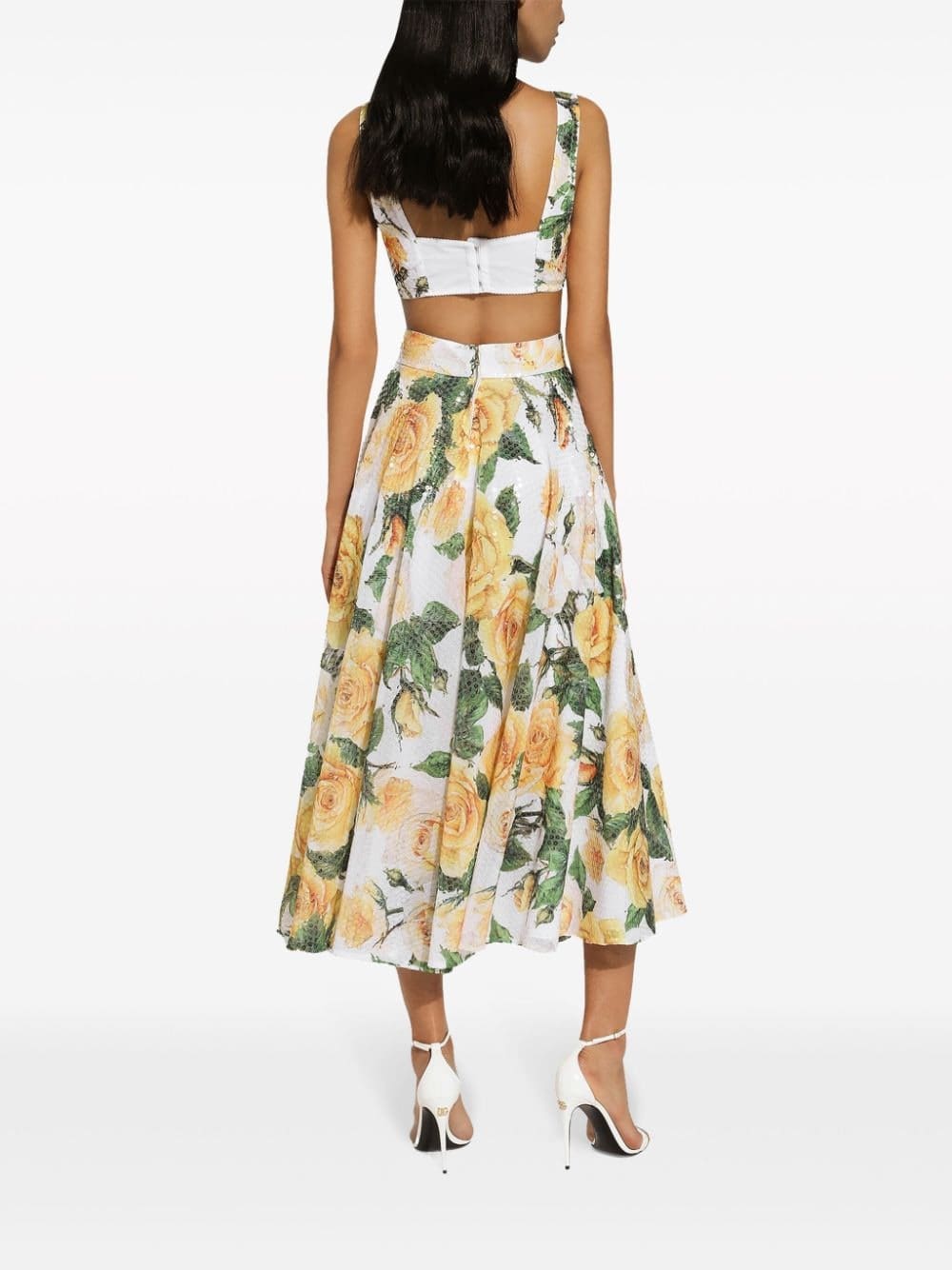 Dolce & Gabbana rose-print sequin-embellished corset top - Image 4