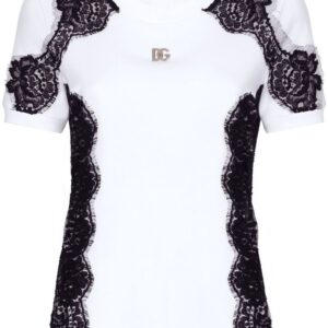 Dolce & Gabbana lace-detailing cotton-blend T-shirt