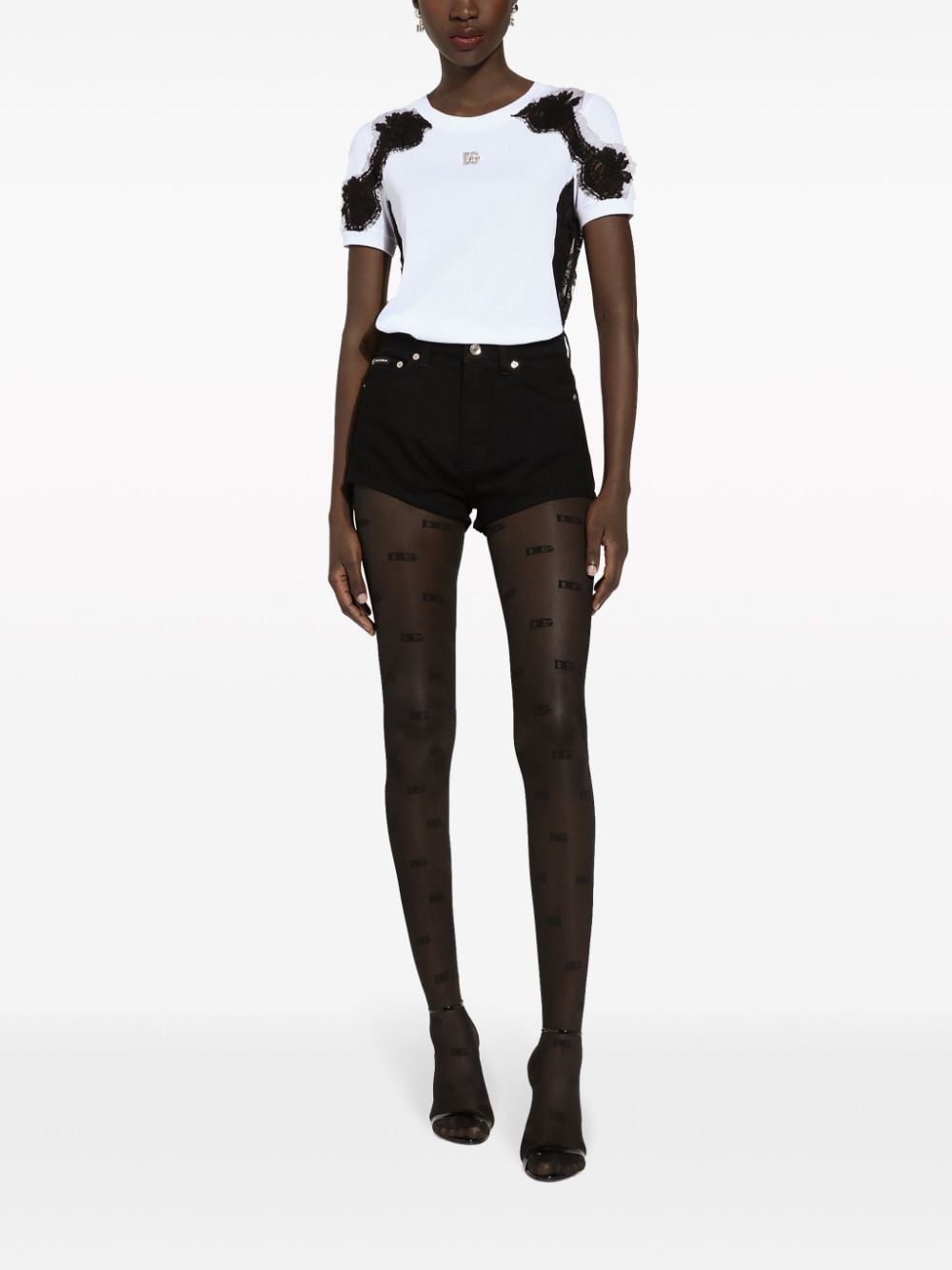 Dolce & Gabbana lace-detailing cotton-blend T-shirt - Image 4