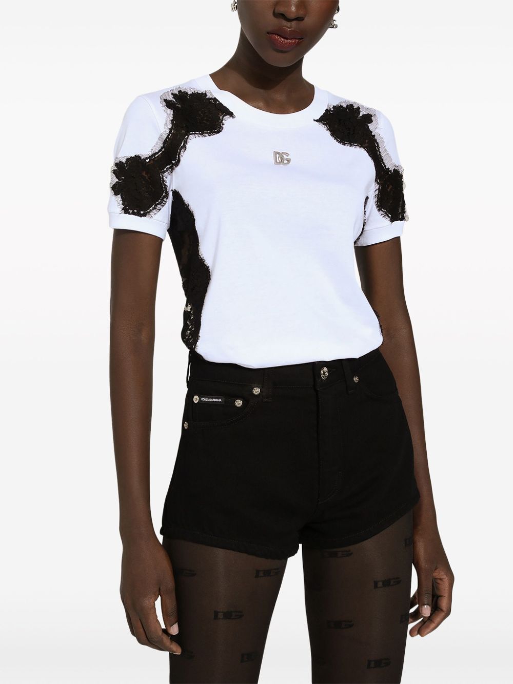 Dolce & Gabbana lace-detailing cotton-blend T-shirt - Image 3