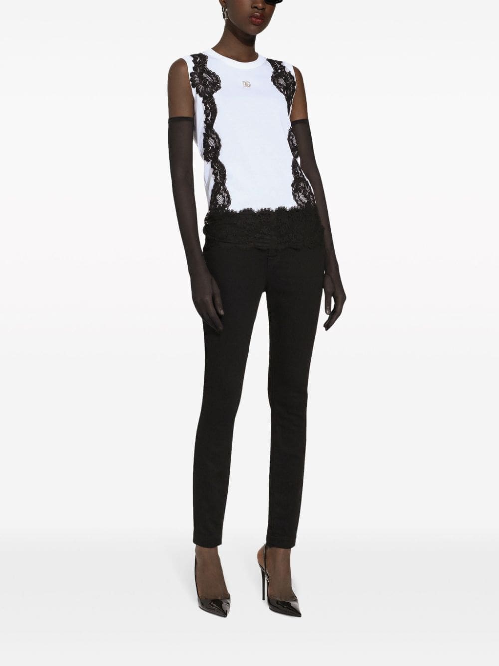 Dolce & Gabbana lace-detailing cotton-blend T-shirt - Image 3