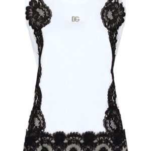 Dolce & Gabbana lace-detailing cotton-blend T-shirt