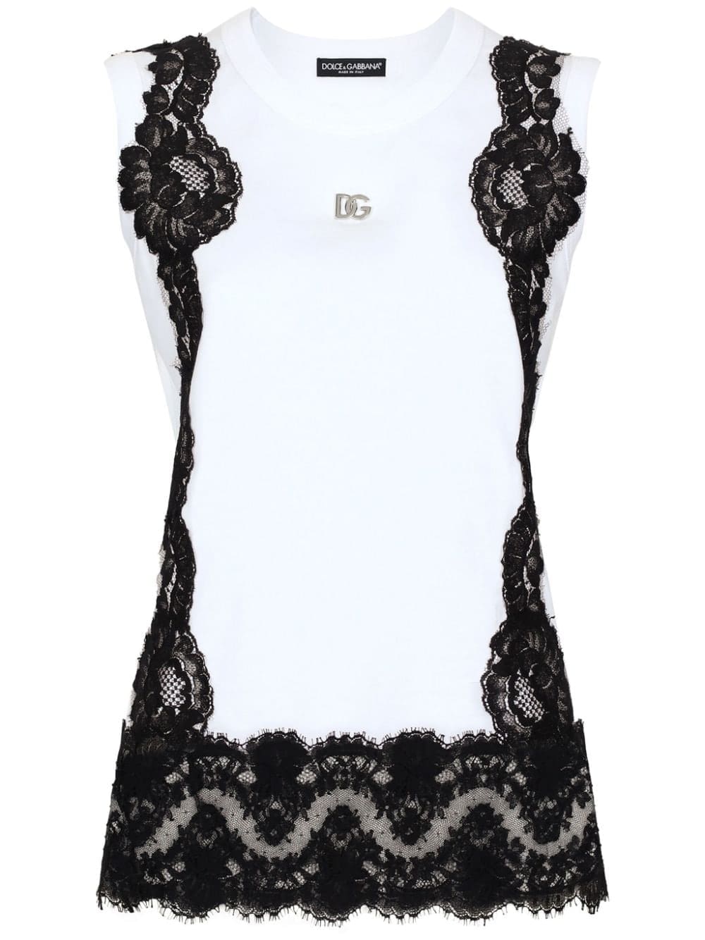 Dolce & Gabbana lace-detailing cotton-blend T-shirt