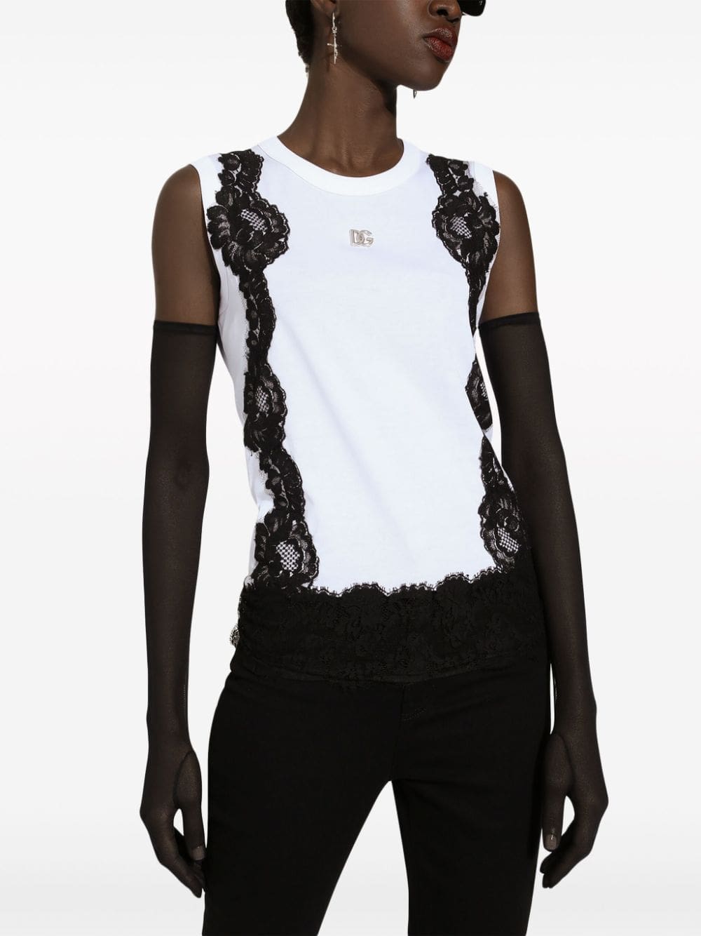 Dolce & Gabbana lace-detailing cotton-blend T-shirt - Image 5