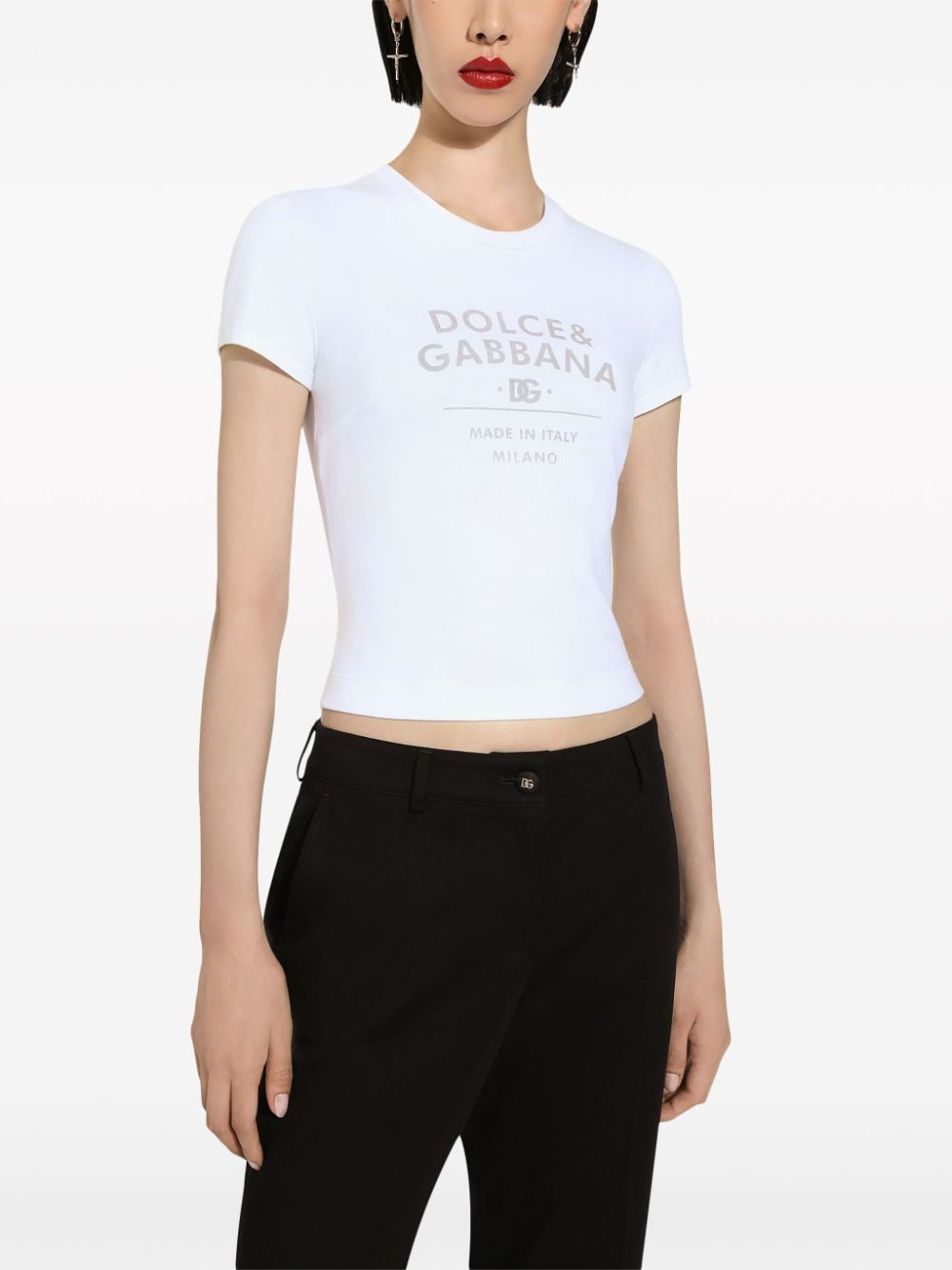 Dolce & Gabbana logo-print cotton-blend T-shirt - Image 3