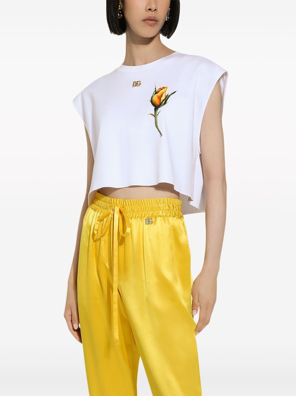 Dolce & Gabbana rose-appliqué cropped T-shirt - Image 5