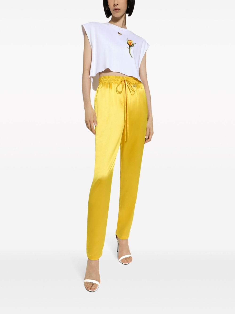 Dolce & Gabbana rose-appliqué cropped T-shirt - Image 2