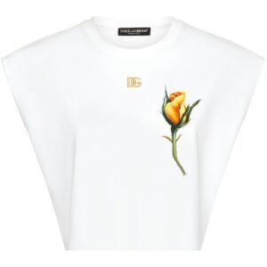 Dolce & Gabbana rose-appliqué cropped T-shirt