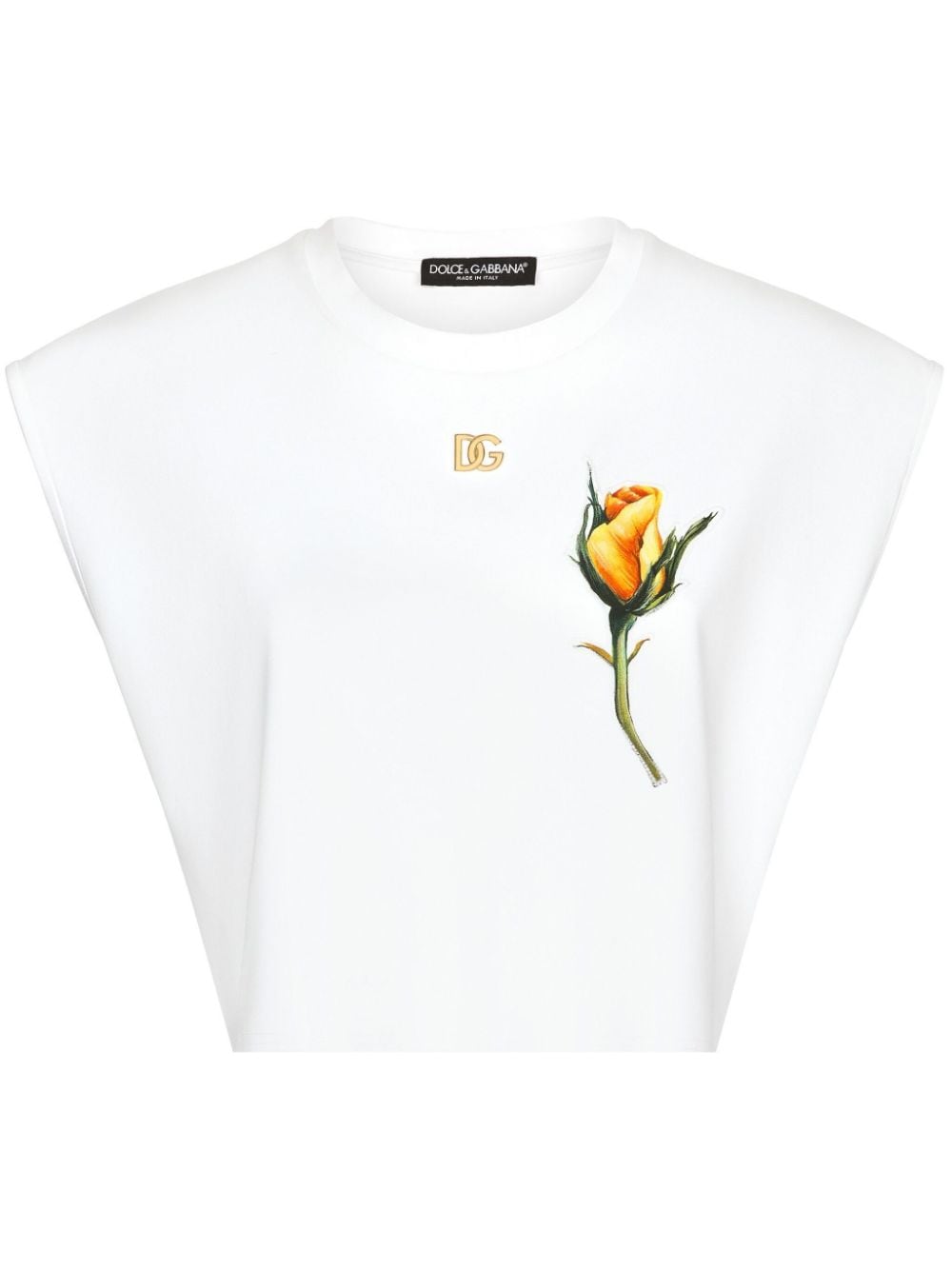 Dolce & Gabbana rose-appliqué cropped T-shirt