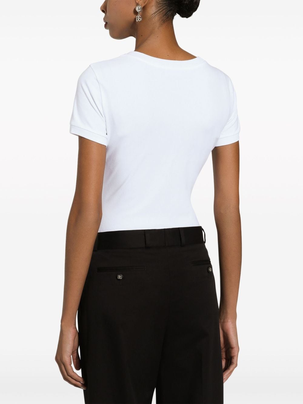 Dolce & Gabbana logo-embroidered cotton-blend T-shirt - Image 4